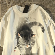 Bobcat Print Oversized Pure Cotton T-shirt for Couples - Summer Trend
