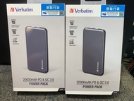 原裝現貨🔥 Verbatim PD + QC3.0 20000mAh 流動電源 Power Bank 流動充電 66628