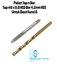 Paket tap n mata bor untuk baut kunci 8 tap SKC m5x0.8 set Bor 4.2mm HSS Cobalt