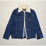 Jaket Bulu Sherpa Denim Jeans Pria