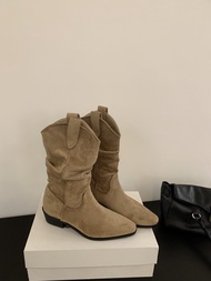 XUJIA | รองเท้าบูทส้นเตี้ย Chelsea Martin ทรงปัฟ