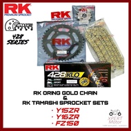 COMBO RK ORING TAMASHII 428 Y15ZR Y16ZR Carbon Steel Black Sprocket Sets Siap with rantai 132L ORING