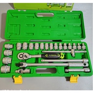 TEKIRO Shock Socket Wrench Set 8 to 32 Mm Hand Socket 24 Pcs 1/ 2 6 Pt 1 Plastic Box - 1 Complete Wo