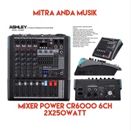 Ashley cr6000 6ch 2x250 watt power amplifier mixer