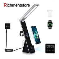 Folding LED Desk Table Lamp 3 in 1 Smart LED Wireless Charging Digital Clock Display Alarm For iWatch &amp; iPhone &amp; Airpods