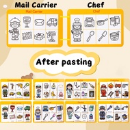 GeeToy CVC Job Matching Busy Books Repeated Tearing Educational Learning Toy Activity Book for Kids 