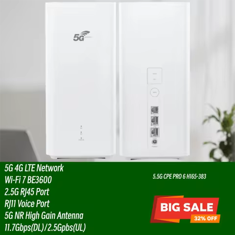 Global Version Brovi 5.5G CPE Pro 6 H165-383 Wi-Fi 7 BE3600 Wireless Modem 2.5G Port 5G 4G LTE Sim C