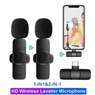 2.4G Wireless Lavalier Microphone Portable Audio Video Recording Mini Mic for i/Phon-e Android Type-
