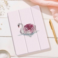 Pink Swans And Peonies IPad Case Compatible With IPad Air 4/5 10.9 Inch, IPad 7/8/9th 10.2 Inch, Bui