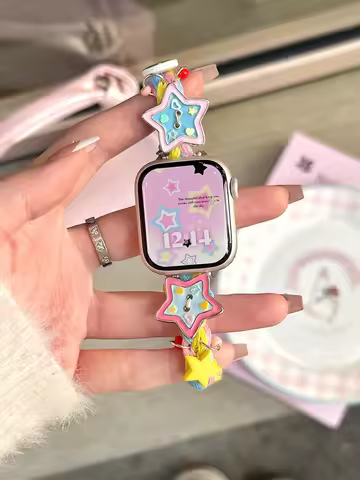 Y2K Star Button Strap For Apple Watch Ultra 11 10 9 8 7 6 Se 5 Metal Bracelet Band For iWatch 49mm 4