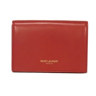Used SAINT LAURENT PARIS business card holder/pass case with compartment, snap button closure, vermi