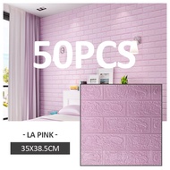 50PCS 3D Waterproof Wall Sticker wallpaper 35*35 Foam Self Adhesive DIY adhesive Wallpapers Sticker