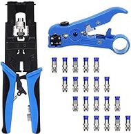 Coax Cable Crimping Kit,Shahe Multifunctional Compression Connector Adjustable Tool Set for RG59 RG6 F BNC RCA and Coaxial Cable Crimping Tool