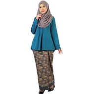 AQEELA Baju Kurung Pleated-Turquoise (qk025a)