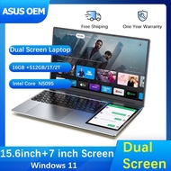โน๊ตบุคเกมมิ่ง 2024 15.6 inch ASUS OEM IPS Four-sided Narrow Screen 7 inch IPS Touch screen Dual-screen Laptop Intel N5095 512GB 4 Core 4 Thread โน๊ตบุ๊คมือ1แท้