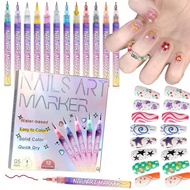 2Sets DIY Nail Art Graffiti Pen Nail Marker Drawing Abstract Lines Fine Detail Floral Design Waterpr