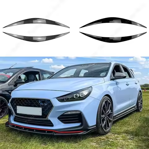 2Pcs ABS Glossy Car Evil Headlight Eyebrows Eyelid For Hyundai i30N N-Line RS Active Performance 201