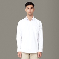 Benhill Kemeja Pria Basic Polos Panjang Katun Poplin Putih 09-16133