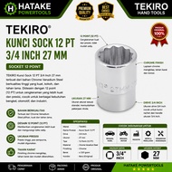 TEKIRO 3/ 4 Inch 27mm 12 Point Socket Wrench (12 PT) Chrome Vanadium Shock Wrench Socket Original