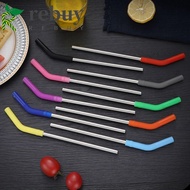 REBUY 2Pcs Stainless Steel Straw, With Silicone Tip 8mm Metal Straw, Eco-friendly Reusable Detachable Smooth Surface Stanley Cup Straw Juice