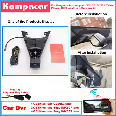 PT11 Plug and Play 1K 2K 4K Dash Cam Car Dvr Camera For Peugeot 3008 4008 5008 GT Line Allure DS7 Cr