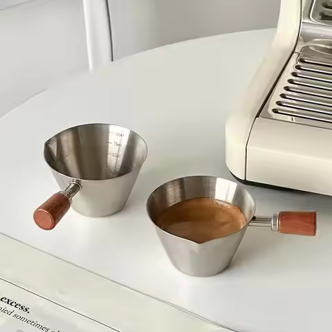 Stainless Steel Coffee Measuring Cup - 100ml Multi-Purpose Espresso & Milk Ounce Cup with Measuremen