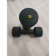 (Liquidation) 3kg black rubber dumbbells (1 bag) gym dumbbells
