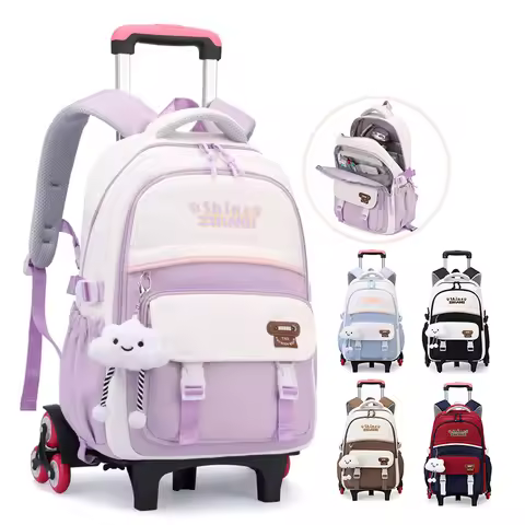 Children School Rolling Backpacks School bags for Girls Trolley Bag with Wheels Waterproof School Ba
