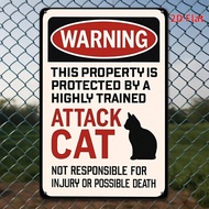 CIFbuy Beware of Cat Metal Sign Black Cat Silhouette Funny Vintage Tin Plaque for Home Wall Decor Ga