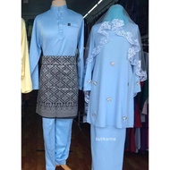 [size 36-50] Baju Kurung Moden Amira Biru Lembut Soft Baby Blue - Set couple Sedondon Nikah Penganti