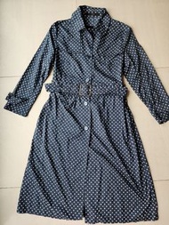 DAKS London trench coat jacket windbreaker 寶藍色白圓點長袖連外套 風褸