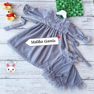 Baju Dress Gamis Bayi Anak Perempuan Brukat Tile Dot Plus Hijab Terbaru Murah Berkualitas - Gamis Brukat Bayi Tulle Tile Polkadot Lebaran Pesta Aqiqah Set Hijab