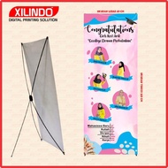 PAKET STAND BANNER XBANNER ACARA WISUDA KELULUSAN MOTIF PINK UNGU BIRU