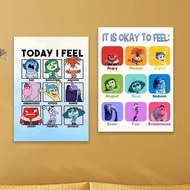 Inside Out 2 Movie Poster Feelings Chart Mental Health Print Classroom Canvas Painting It's Okay to 