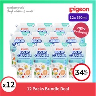 [Carton Promo] Pigeon Baby Liquid Cleanser Refills 12 Pack x 650ml (EXP 2026) | baby liquid cleanser / pigeon liquid cleanser / baby bottle cleanser / baby dishwashing liquid / baby bottle washing liquid / baby cleanser / pigeon liquid refill