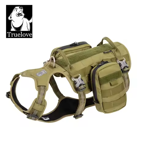 TRUELOVE Pet Harness Bag High Tactical Training Military Backpack Service Dog Harness Waterproof Fab