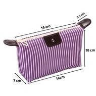 PTT Tas Pouch Kosmetik Makeup Alat Mandi Organizer Anti Air Motif Garis Kosmetik Pouch Garis Belang