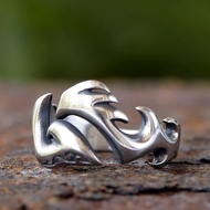 Ngọn Lửa Retro Hip Hop Nhẫn Nam Nữ Y2K Thời Trang Mở Đầu Cặp Đôi Inox Trang Sức Dự Tiệc Quà Tặng