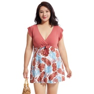 ▪◇♘ 2XL-4XL Plus Size Women One-piece Swimsuit Fashion Floral Plus Size Swimwear