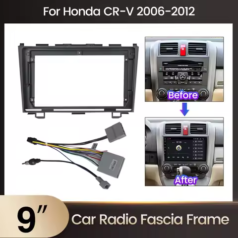 For Honda CRV CR-V 3 RE 2006 - 2012 9inch Android Car Radio Fascia Frame Harness Installation Panel 