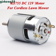 YISHENG Lawn Mower Motor, Ball Bearing 12V DC RS755 DC Motor, Premium Long Shaft Large Torque High E