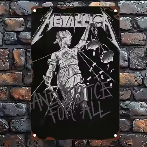 Retro Metallica Justice For All Sign Vintage Metal Wall Art Decor for Garage Rock Cafe