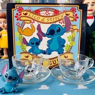 迪士尼 星際寶貝 史迪奇 英式下午茶杯盤組 Disney Pixar 史迪奇 黑白印花 玻璃下午茶杯組