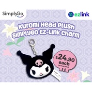 【INSTOCK 🇸🇬】Sanrio Characters : Kuromi Head Plush SimplyGo EZ-link Charm Keychain Travel Transport MRT Bus | Kids | Gift