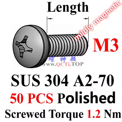 DIN 7985 Stainless Steel M3 screws M3x6 M3x8 M3x10 M3x12 Pan Head PHIL Driver A2-70 Polished 50 pcs