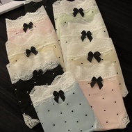 9pcs French Style Polka Dot ' Semi-transparent Panties, Lace Sweet And Cute Panties, Soft And Skin-f