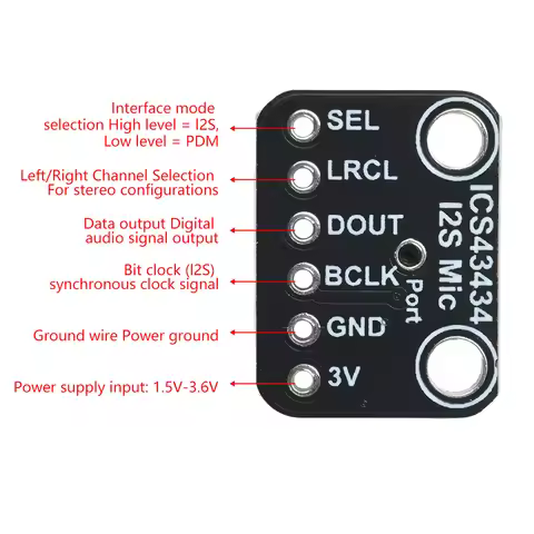 ICS-43434 I2S 3.3V MEMS microphone Module Breakout Low cost Low Pass Filter Electronic Component Kit