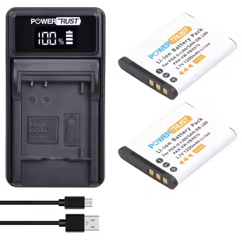 PowerTrust D-Li88 DB-L80 VW-VBX070 Camera Battery + LED USB Charger for Sanyo VPC-CG10 VPC-CG20 For 