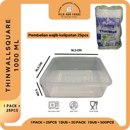 THINWALL SQUARE 1000Ml 1500ml/ 2000ml/ 3000ml/ | THIN WALL PLASTIC LUNCH BOX 2000ML