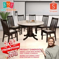 CT4.5BL-MTB-TOP CC777M 1+6 Seater Grade A Marble Top Round Solid Wood Dining Set Kayu High Quality T